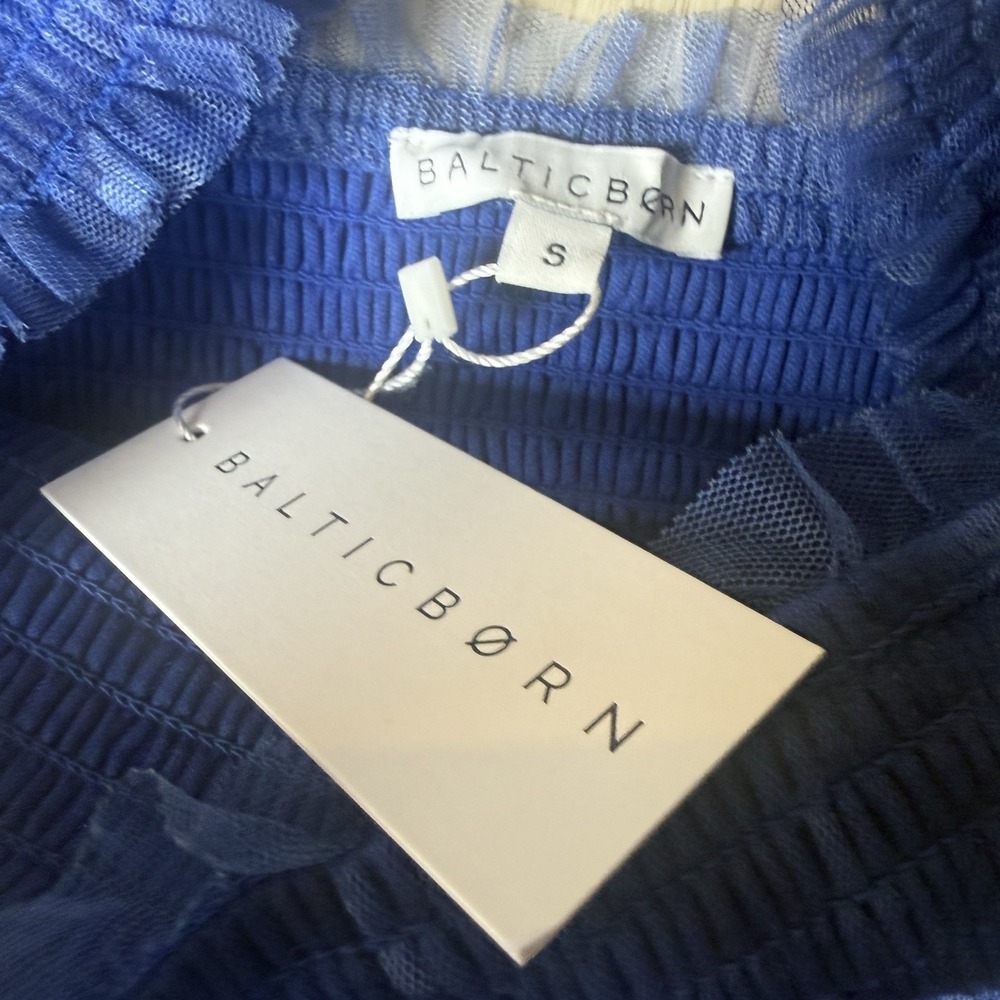 NWT Baltic Born Clementine Tulle Midi Dress Blue Floral Tiered Small New Cobalt - Picture 3 of 5